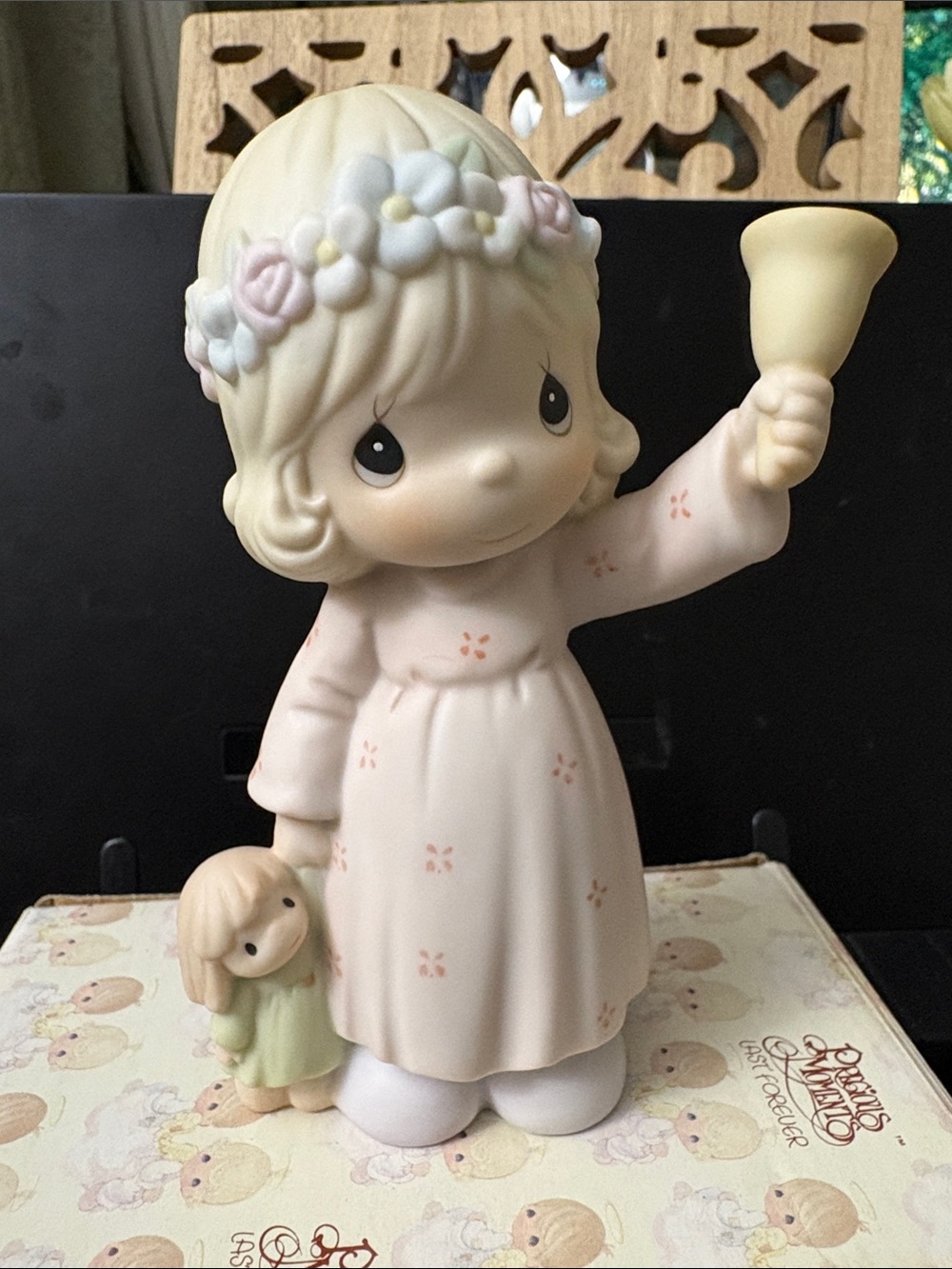 Precious Moments Girl with Bell Figurine - Soft Pink